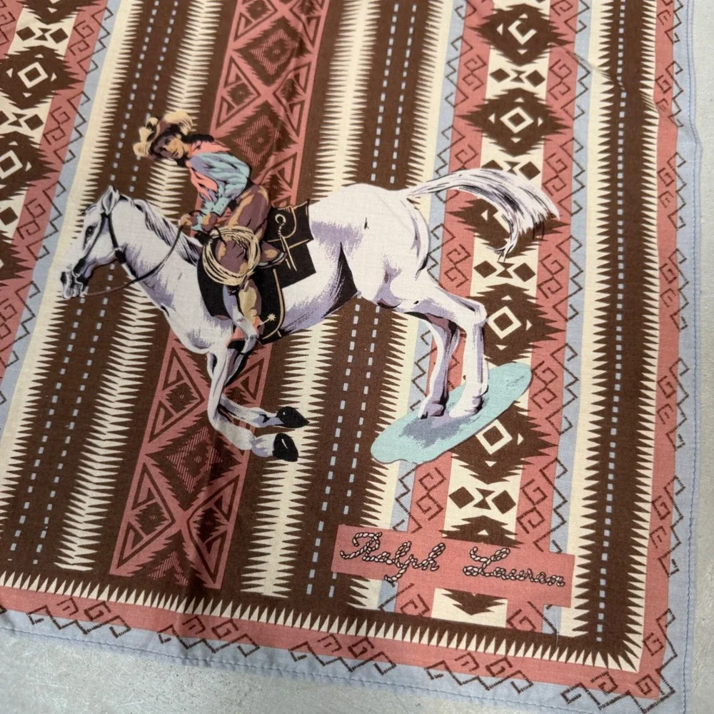 RARE Polo‎ Ralph Lauren Western Cowboy Southwestern Bandana Scarf Brown 25x25